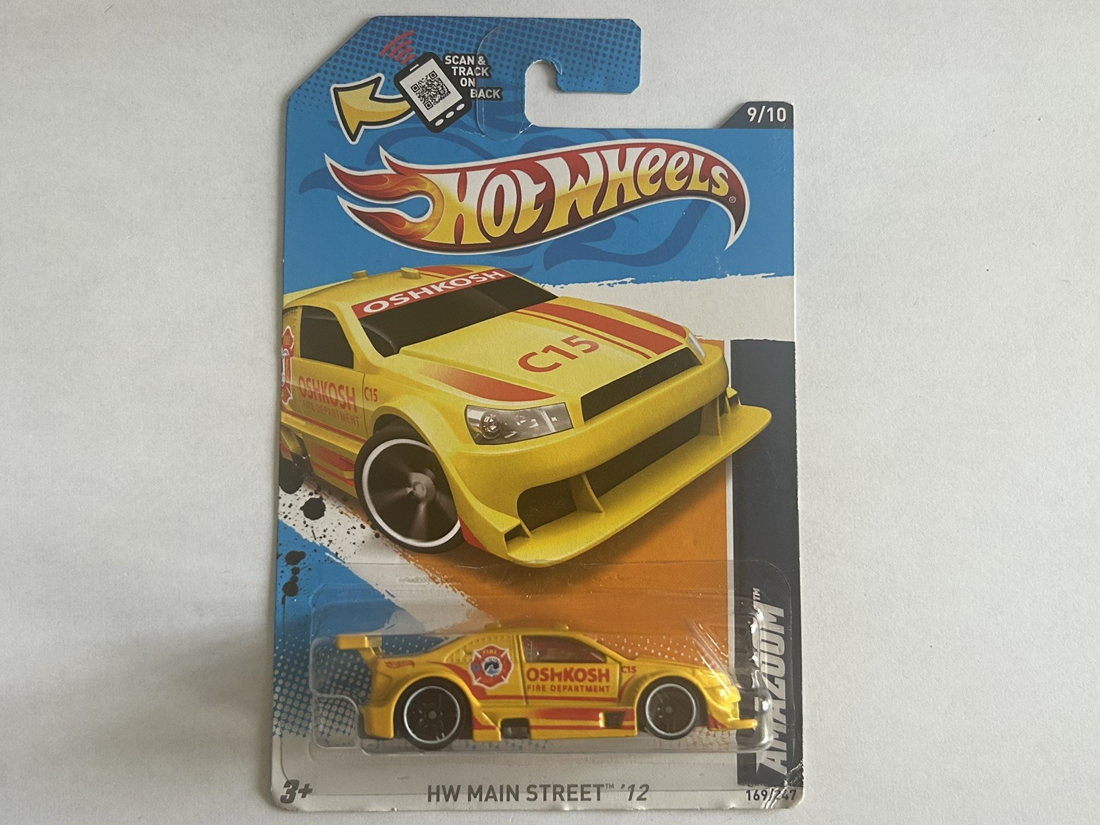 Hot Wheels HW Main Street ’12- Amazoom (Yellow) 9/10 169/247 Oshkosh Fire Dept.