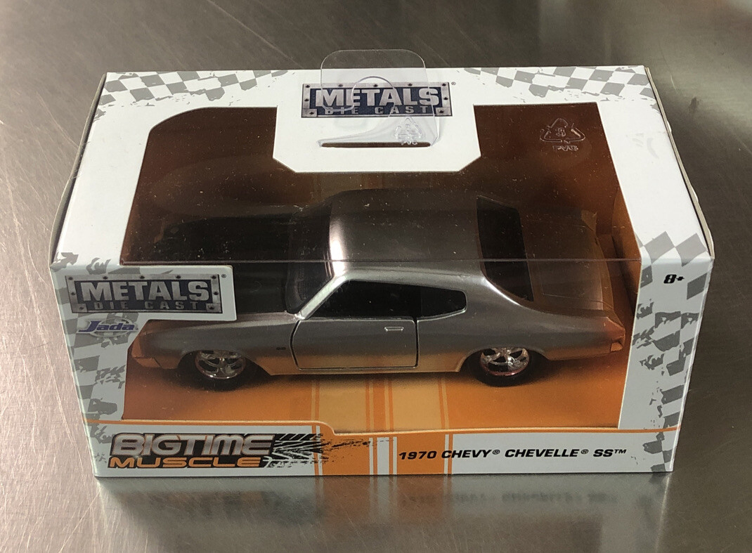 JADA BIGTIME MUSCLE 1970 CHEVY CHEVELLE SS 1/43 SCALE SILVER & BLACK PAINT