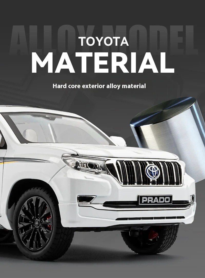 1/18 Toyota Land Cruiser Prado GX White Diecast Model Car Gifts For Friends