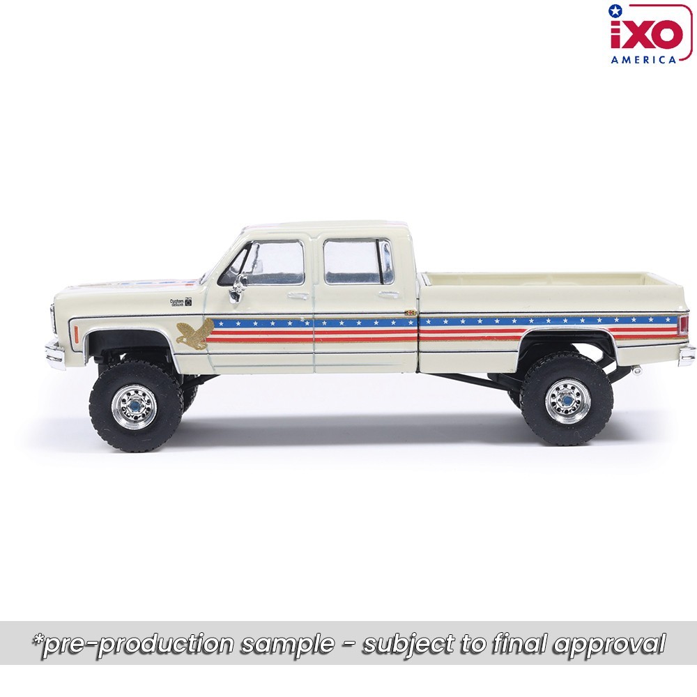 IXO 1976 Chevrolet Custom Deluxe K30 Fleetside Crew Cab- July 4th Exclusive 1/64