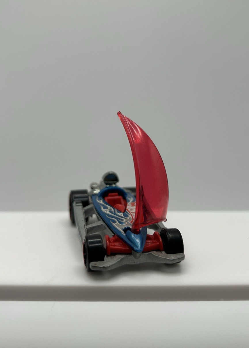 Hot Wheels Bon Voyage, Blue and Silver, Red Sail, Very Nice!