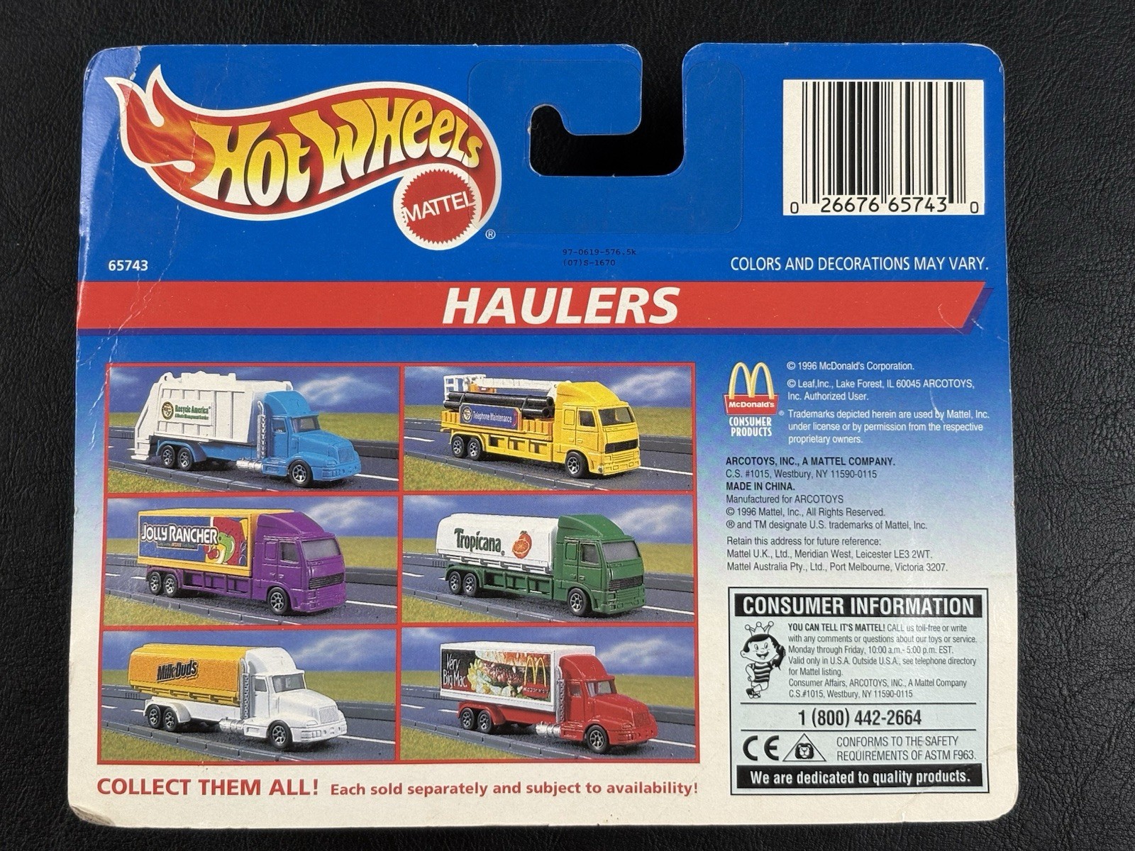 Hot Wheels Haulers Lot Of 5 – 1996 McDonald’s Milk Duds Jolly Rancher Tropicana