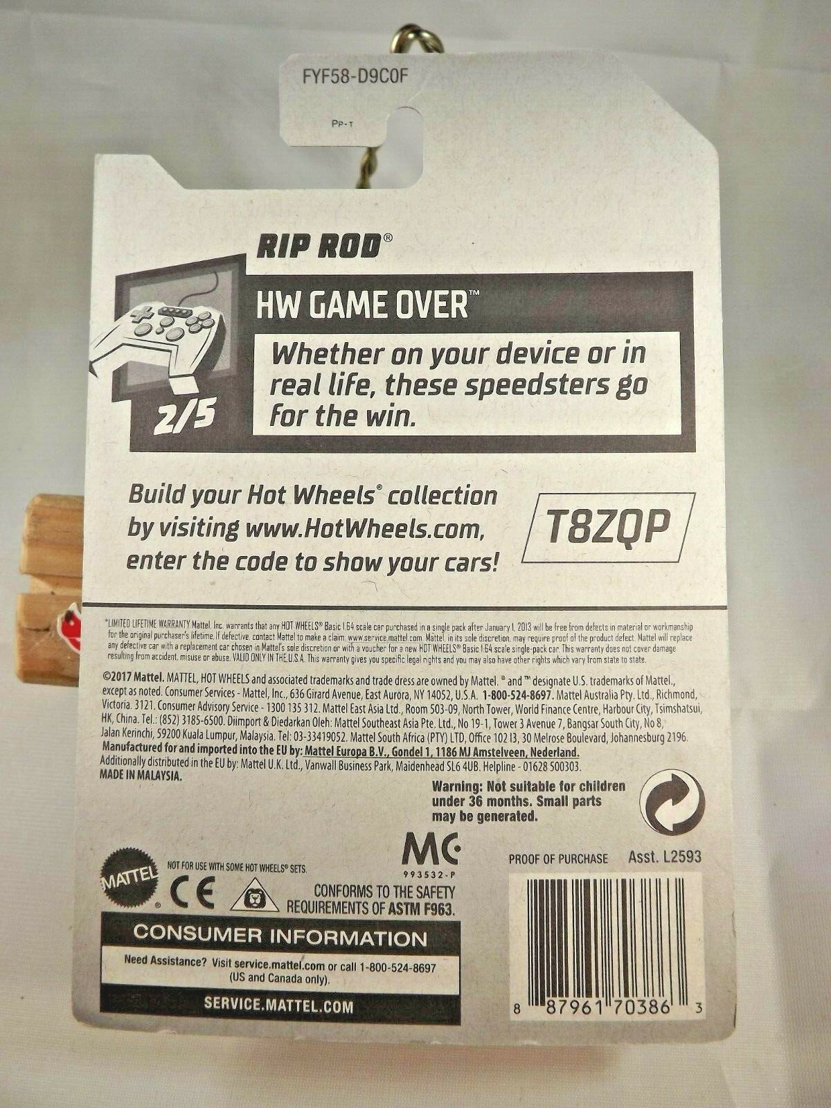2019 Hot Wheels #16 HW Game Over 2/5 RIP ROD White Variant w/White MC5 Spoke