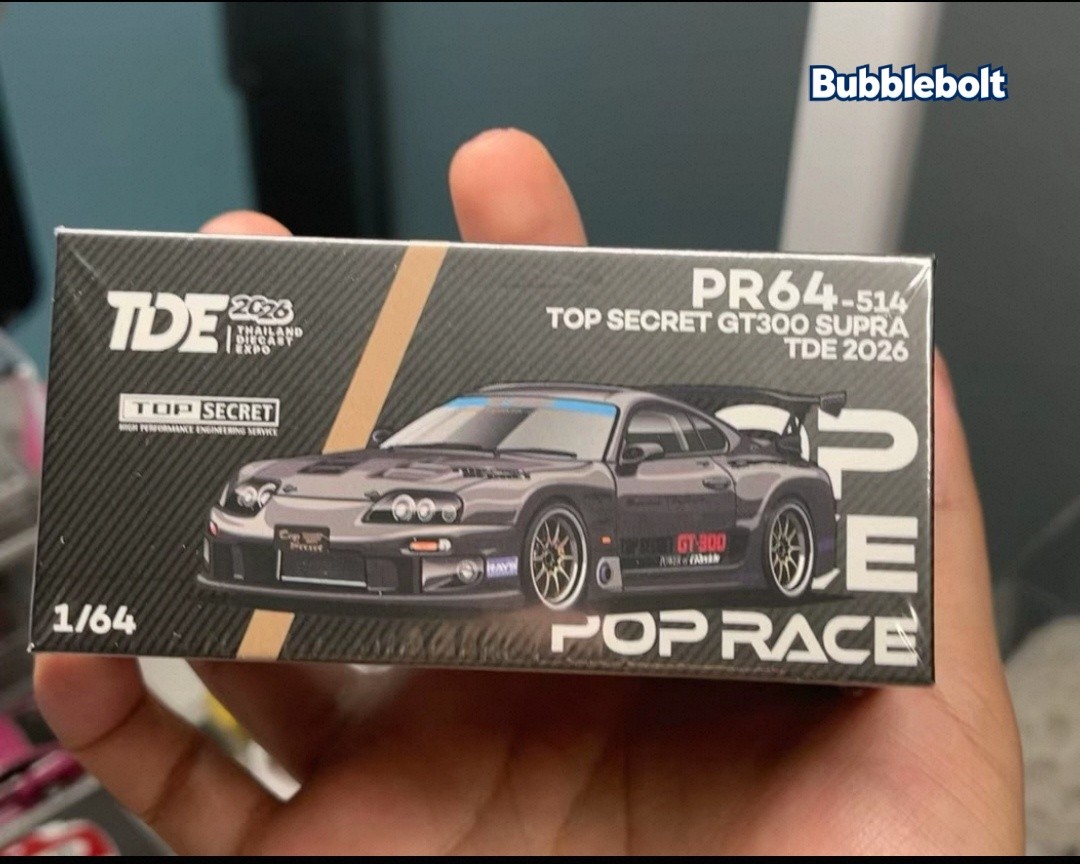 POP RACE 1:64 Top Secret GT300 Supra Thailand 2026 Full Carbon Black Model Car