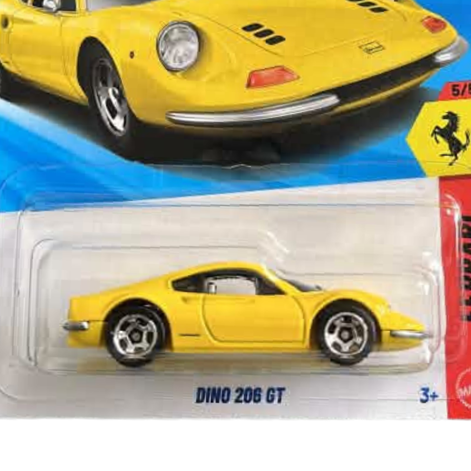Hot Wheels 2026 Case P Ferrari Dino 206 GT Yellow 5/5 Long Card FREE Protector