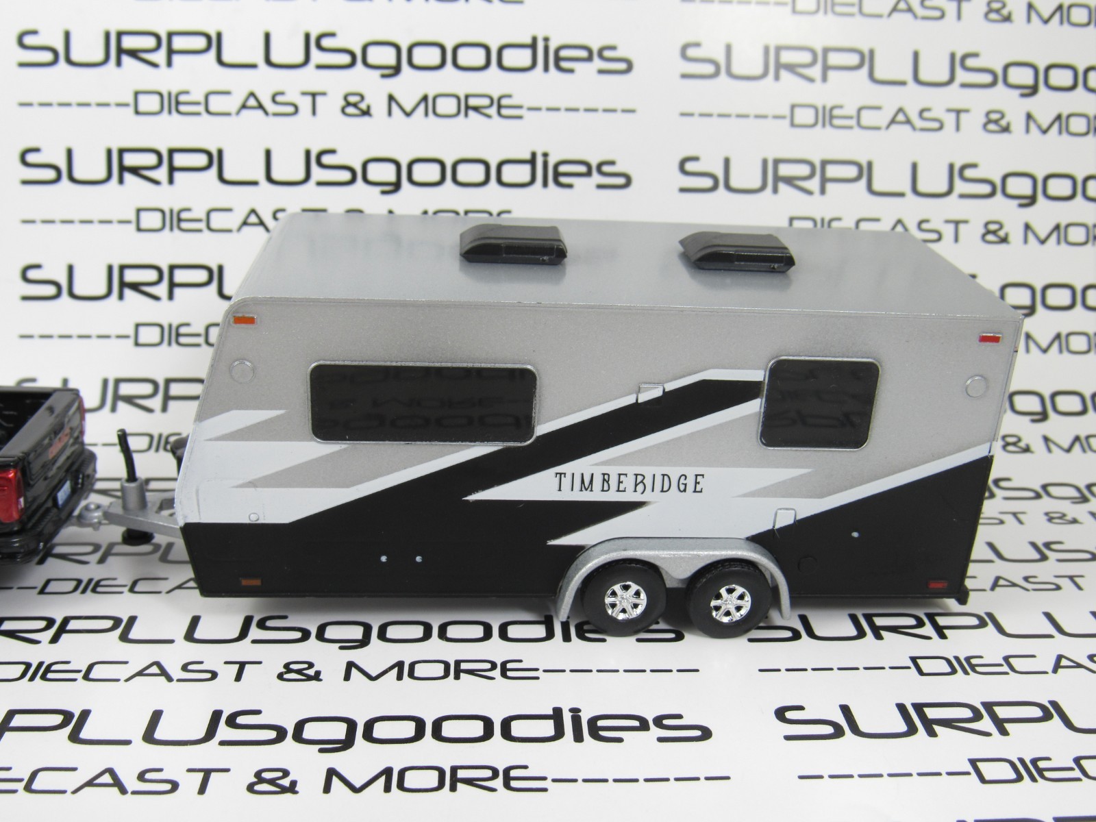 Greenlight LOOSE Black 2022 GMC SIERRA 3500 Dually Pickup w/Camper Trailer Home