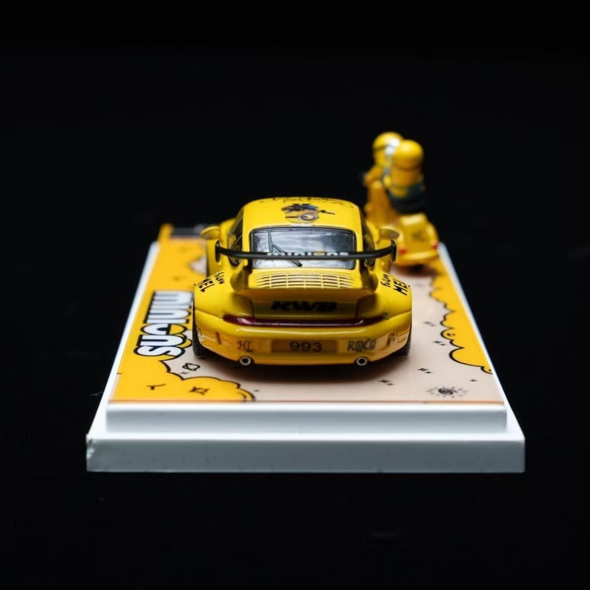 1/64 For Porsche 993 RWB Minions Painted Alloy Model Car