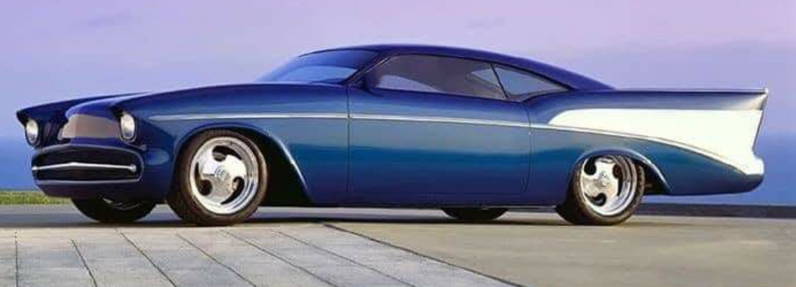 57 Chevy Classic Custom Concept Hot Rod Race55Promo Car Carousel BLU 124 118 112