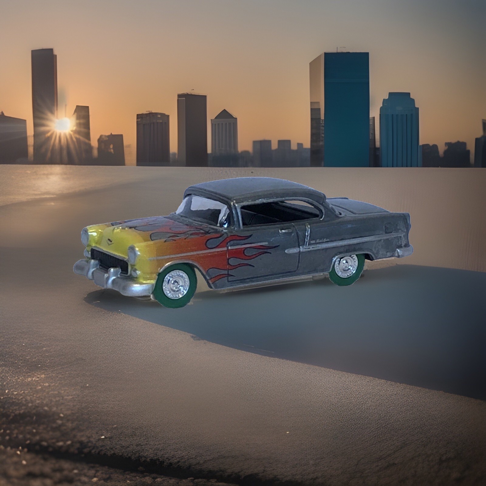 (1) Greenlight 1:64 Green Machine 1955 Chevrolet Bel Air Hard Top #14562X