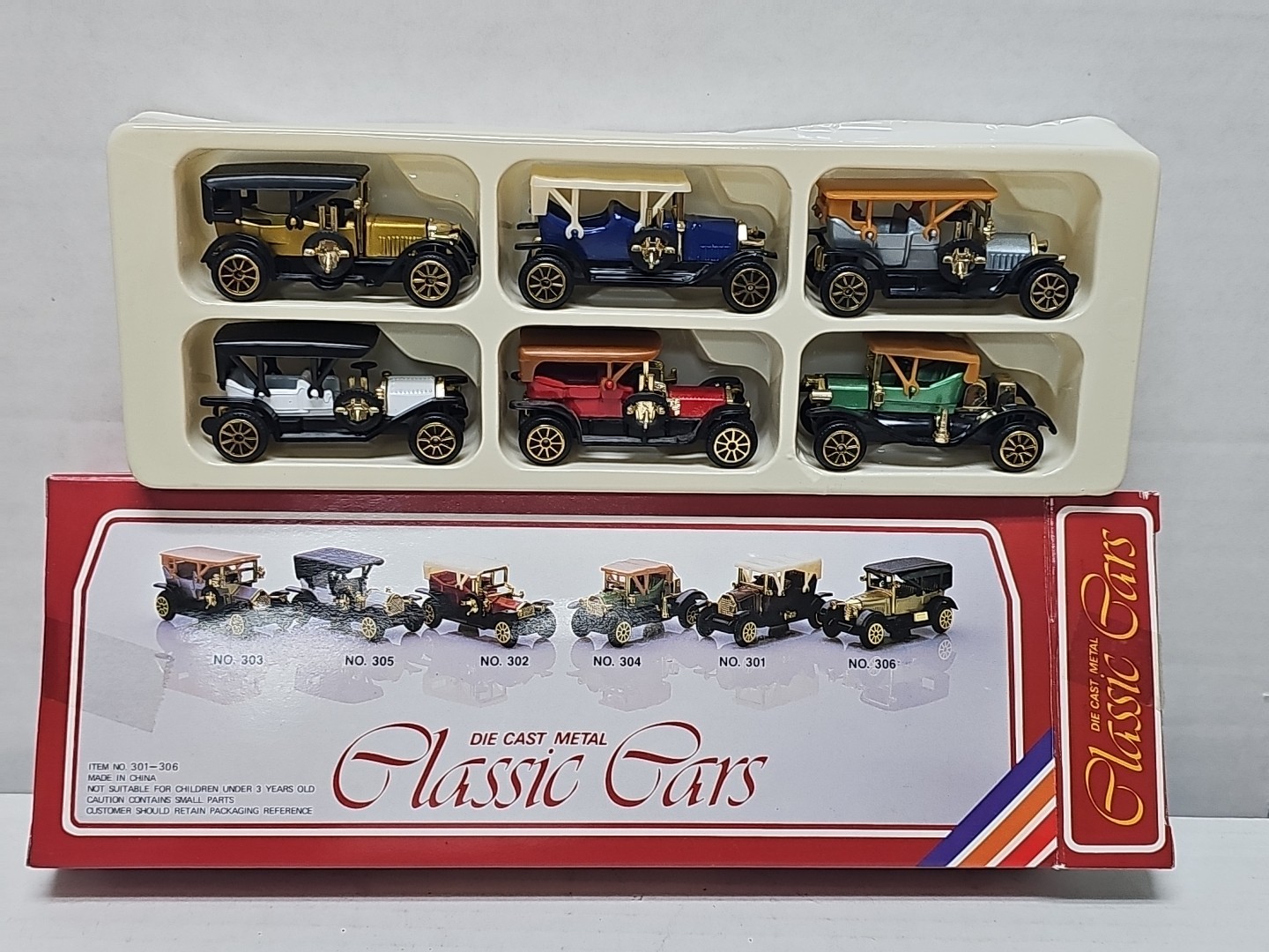 Die Cast Metal Classic Cars Set of 6 in Box Collectible GUC New.