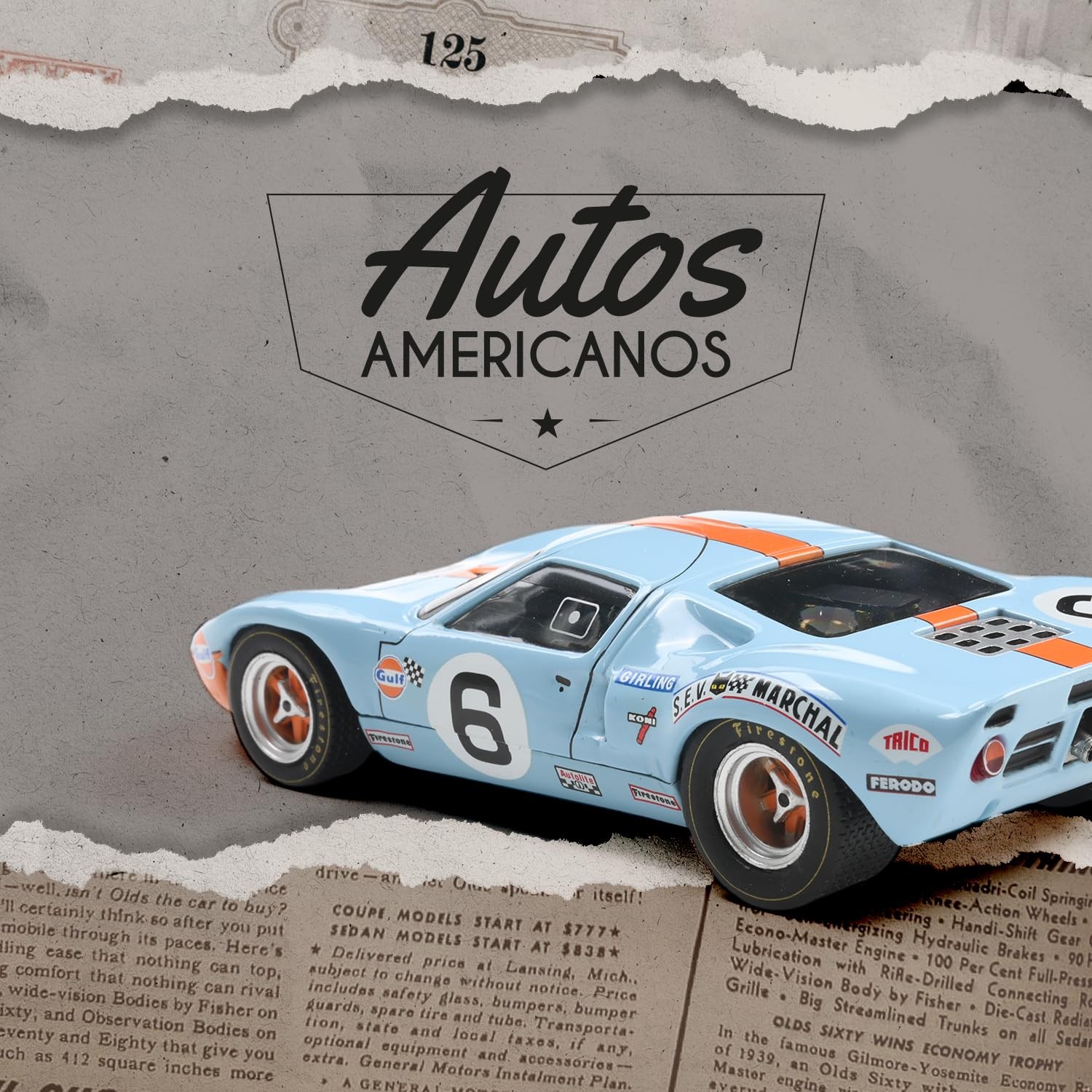Classic 1:43 American GT40 MK 1 1967 Diecast Car – Collectible Legendary Vint…