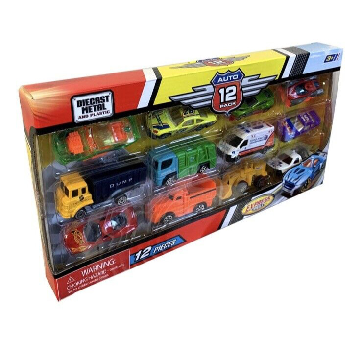 Die Cast 12-Piece Toy Vehicles Metal and Plastic Express Wheels Set New
