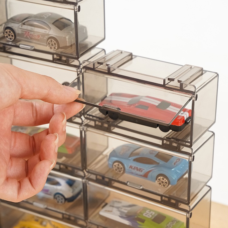 Display Case Storage Box For Hot Wheels 1/64 Car Stackable Toys Collection Gray