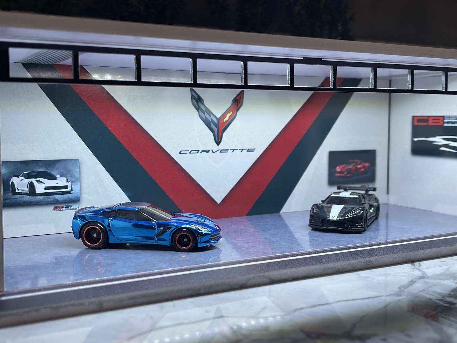 Corvette Theme FOR Hot Wheels 1:64 Model Diorama Garage LED Lighting!