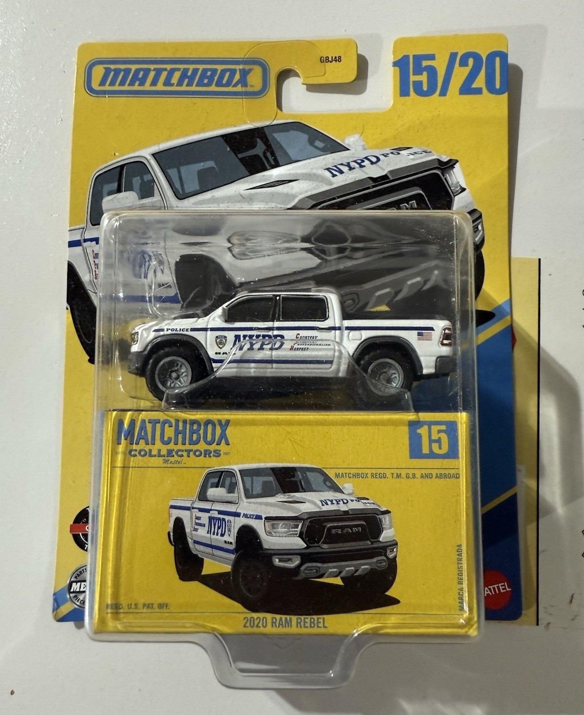 Matchbox Collectors 2020 Ram Rebel NYPD Pickup Truck 1:64 Diecast Unopened