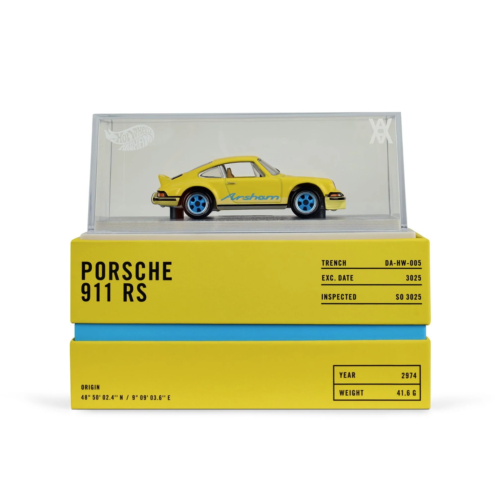 Hot Wheels Daniel Arsham 1973 PORSCHE 911 RSA Yellow 1:64 Mattel Creations JGK64