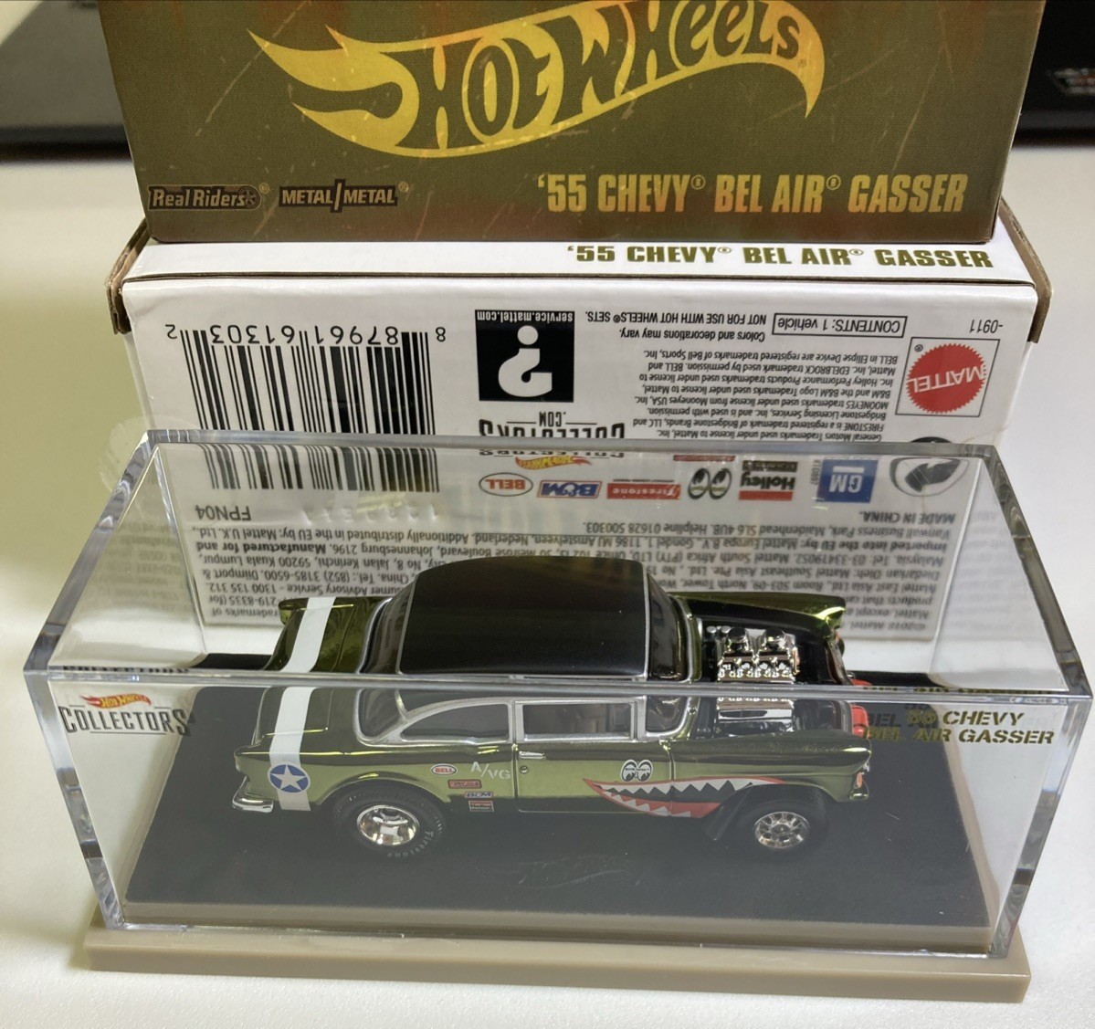 HOT WHEELS 2019 RLC REDLINE CLUB ’55 CHEVY BEL AIR GASSER FLYING TIGER OLIVE