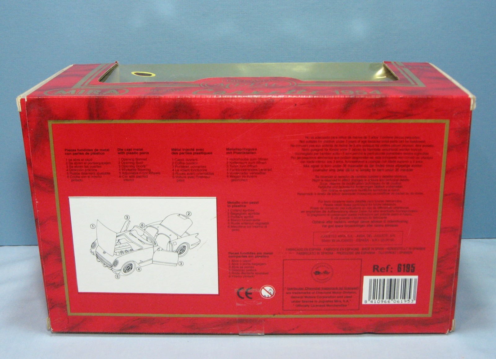 Mira Golden Line Die Cast 1:18 Scale 1954 Corvette Classic NIB Made in Spain