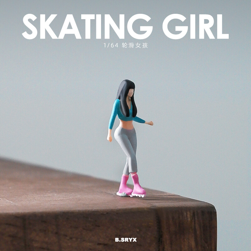 1/64 Skating Girl Finished Miniature Resin Figure Model For Cars Vehicles Toys
