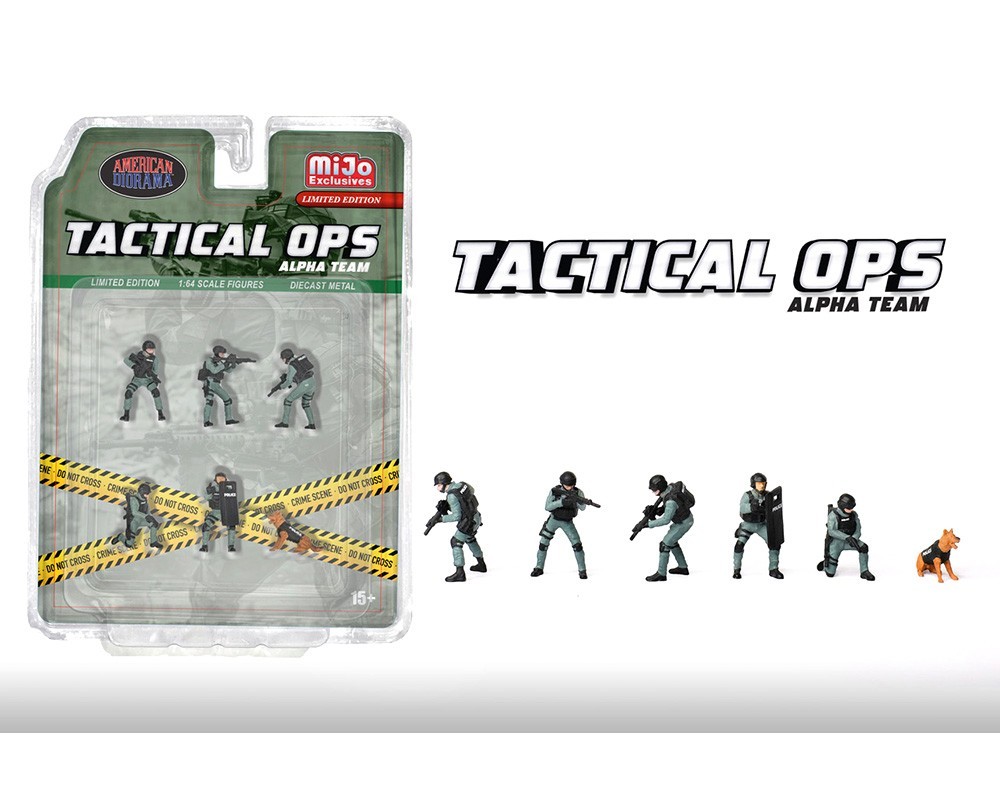 AMERICAN DIORAMA 1/64 DIECAST FIGURES SET TACTICAL OPS POLICE ALPHA TEAM AD-2440