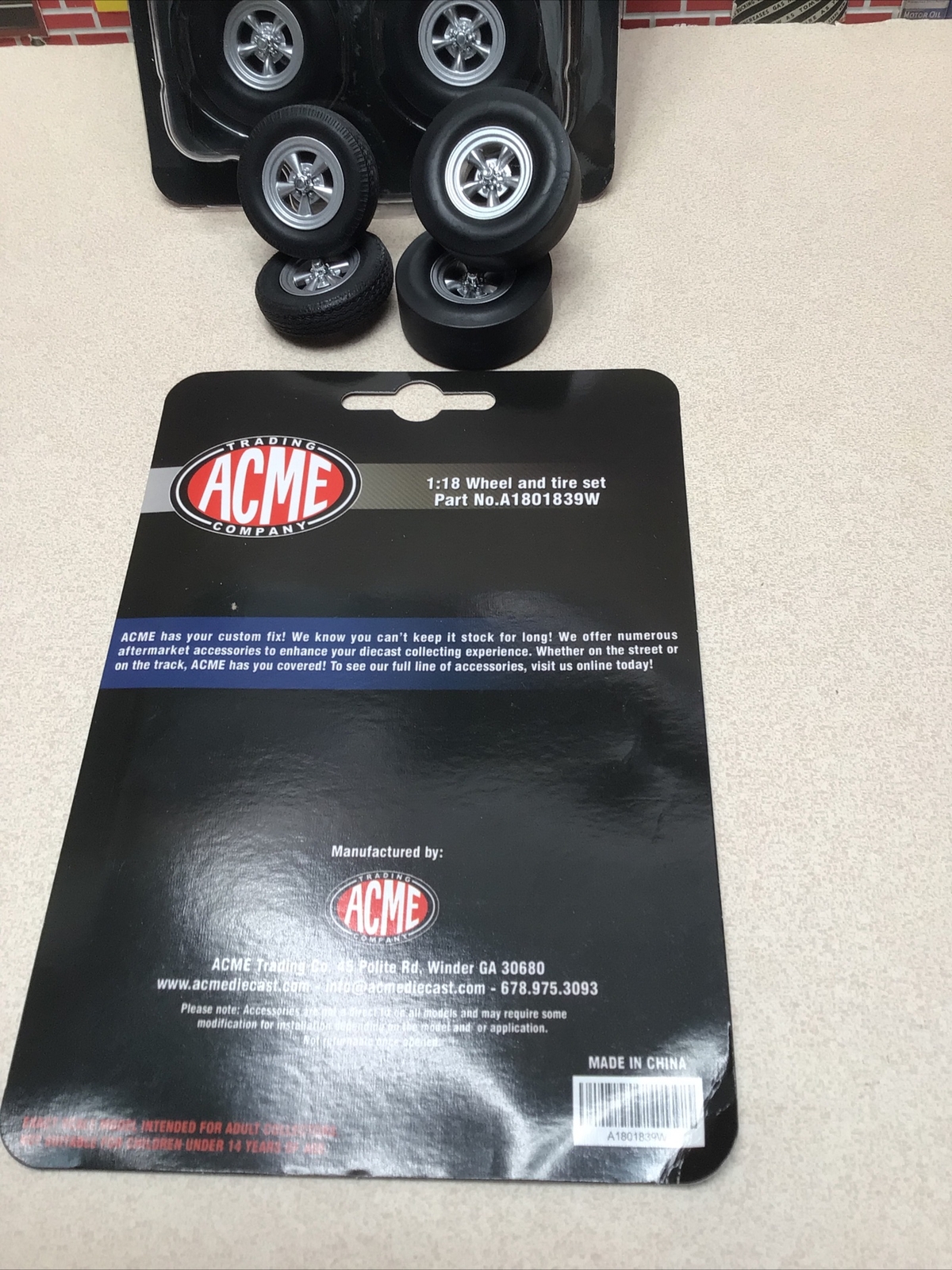 1/18 ACME Drag Wheel and Tire Set From A/FX 1965 Tasca Ford Mustang A1801839W