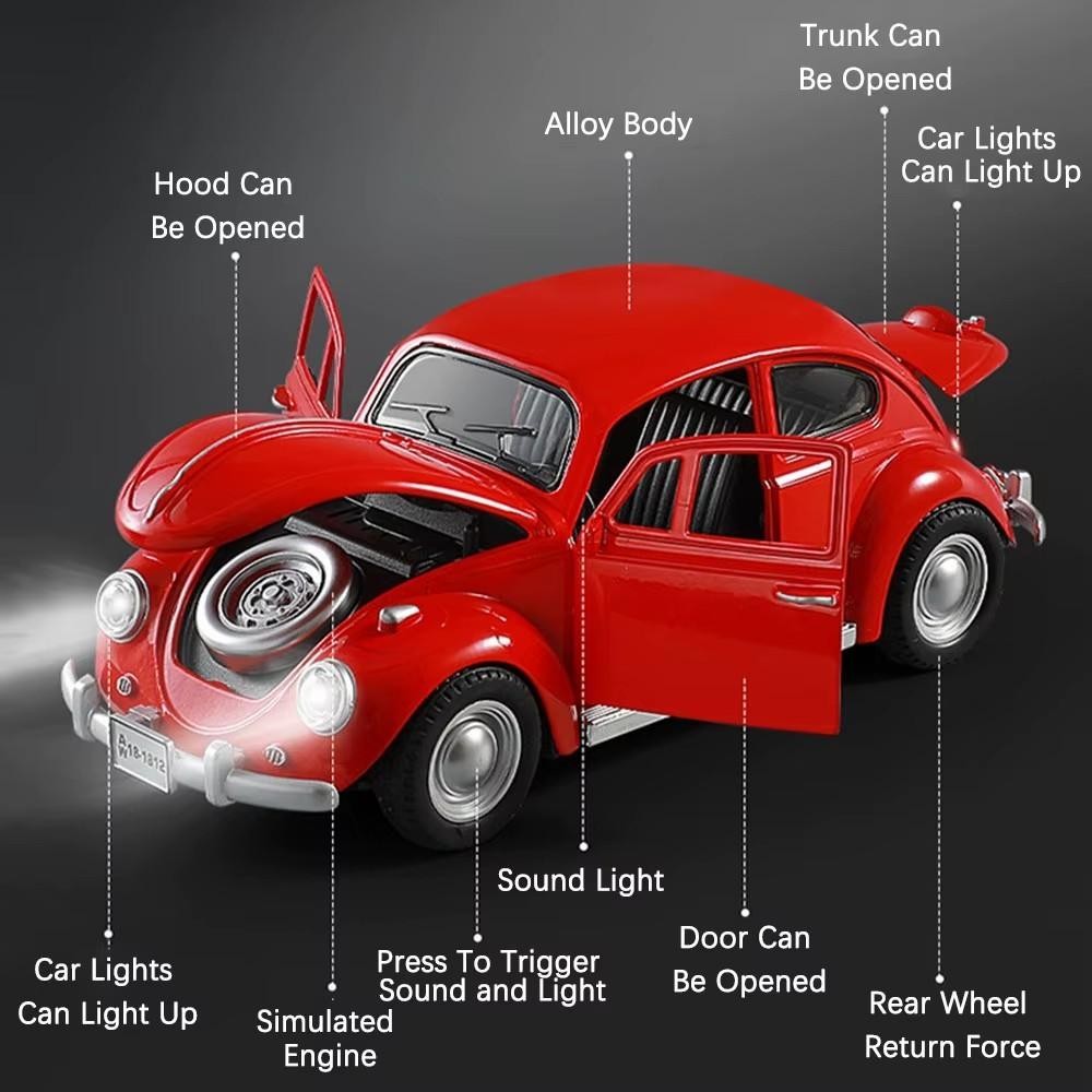 1:18 VOLKSWAGEN Beetle Car Alloy Model Diecast with Sound Light Kids Gift NEW