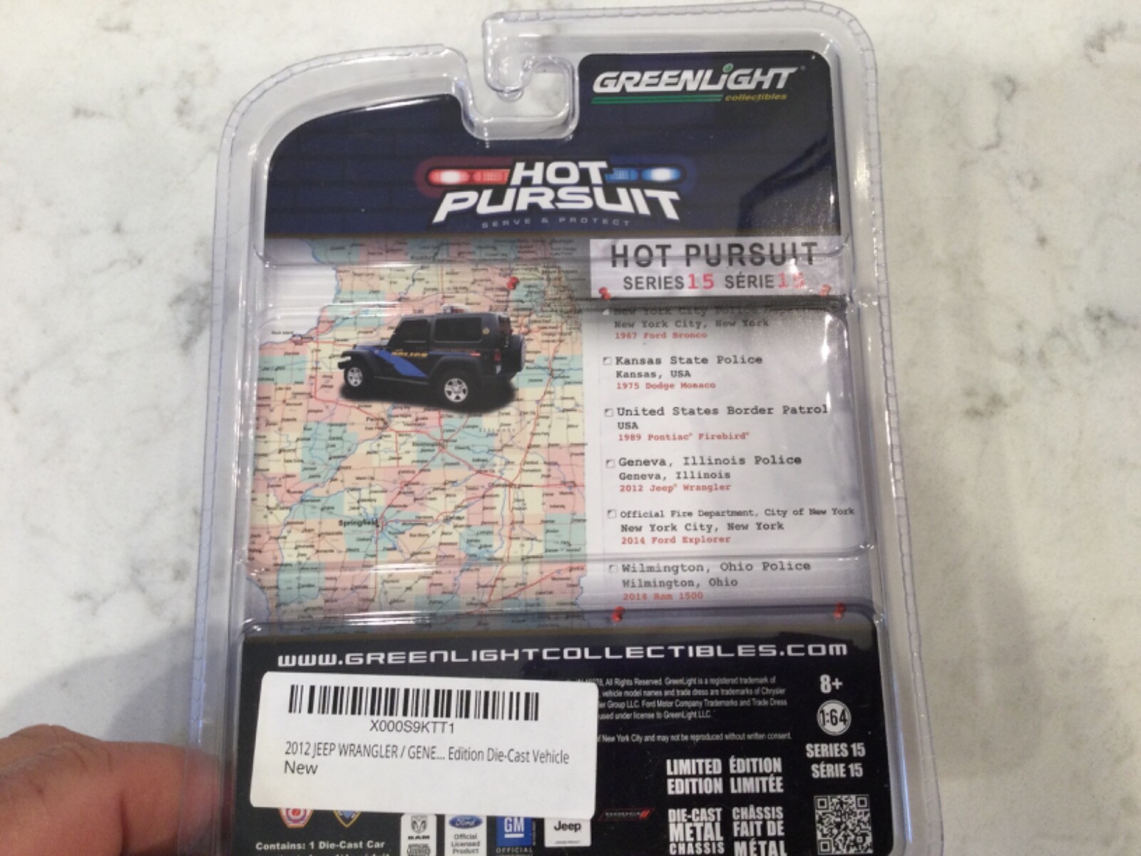 Greenlight 1/64 Hot Pursuit Geneva Police 2012 Jeep Wrangler