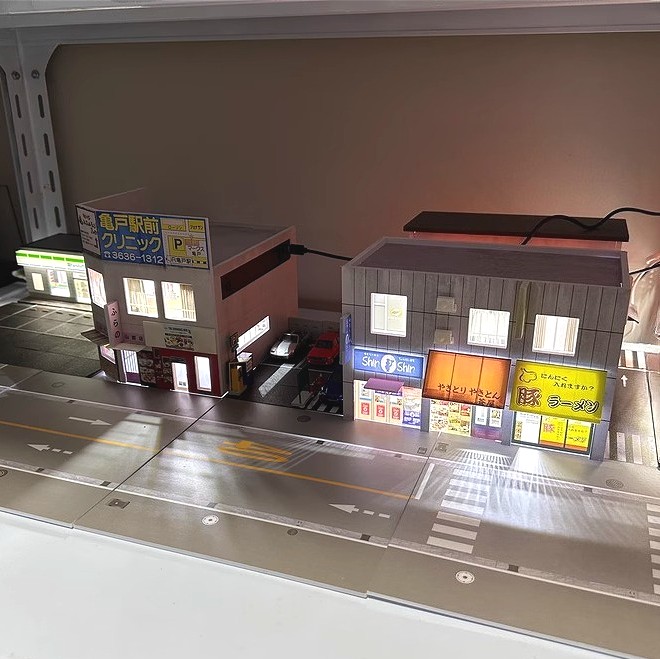 Diorama 1:64 Diecast Garage Model Lighting Japanese Model Scene Display Gift US