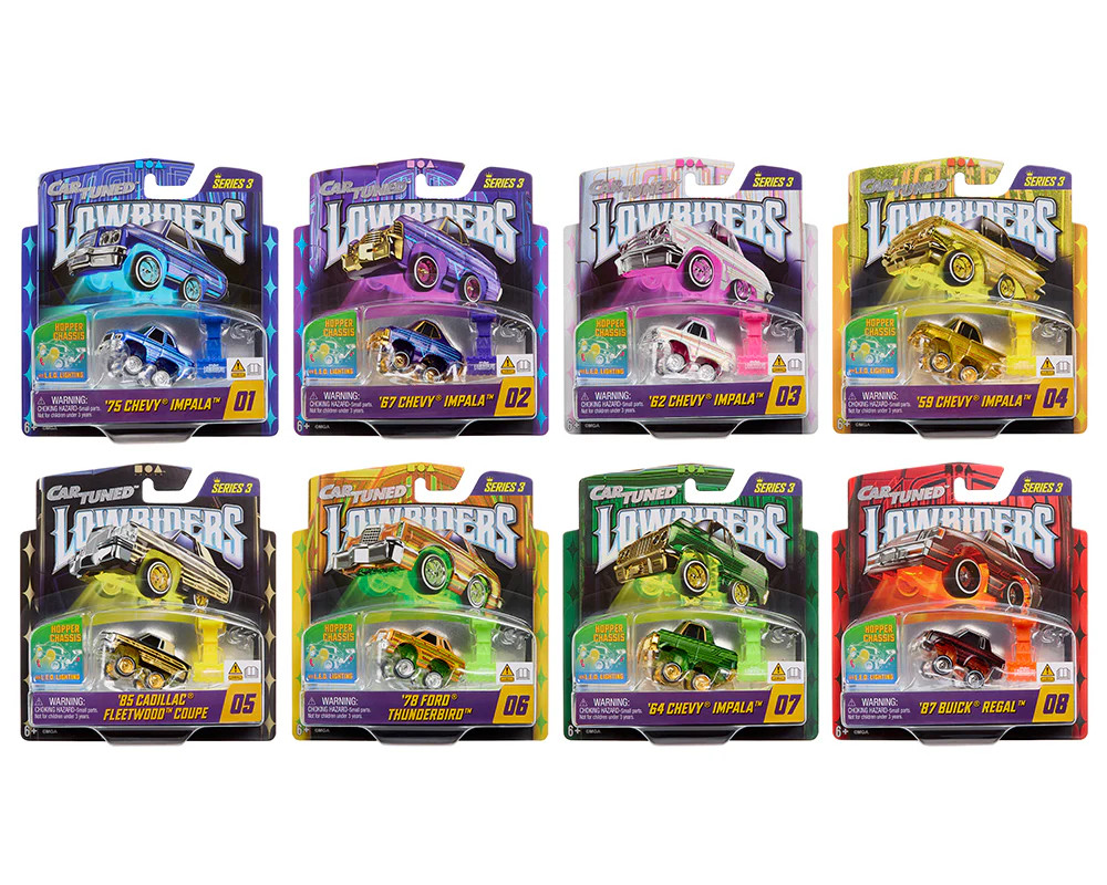 CarTuned 1:64 Lowriders SHOW GLOW 2026 Series 3 Set of 8 Styles –L.E.D. Light Up