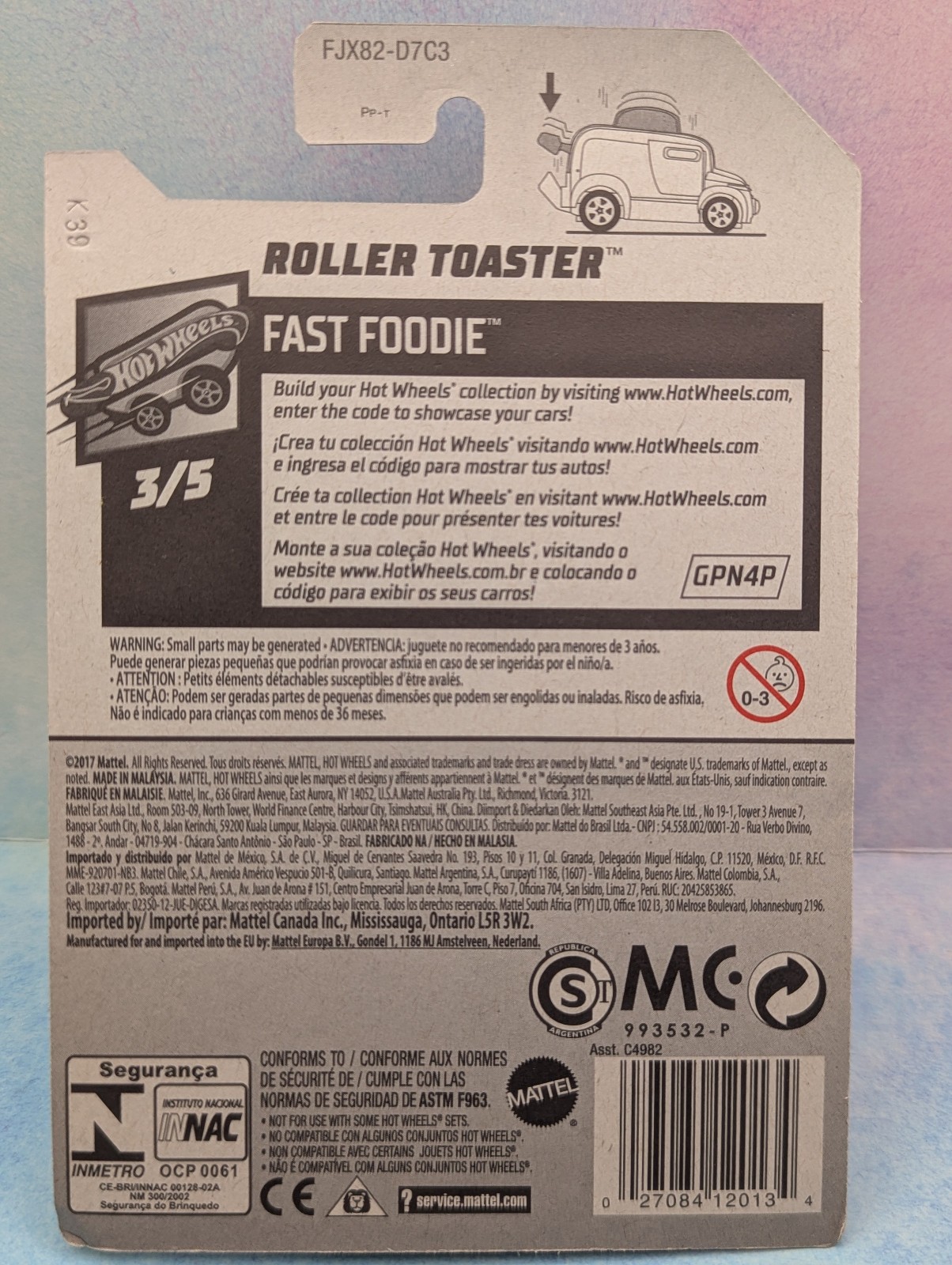 2018 i Hot Wheels ROLLER TOASTER #69🍞 chrome;5sp;PB&J🛠FAST FOODIE🛠 Z1