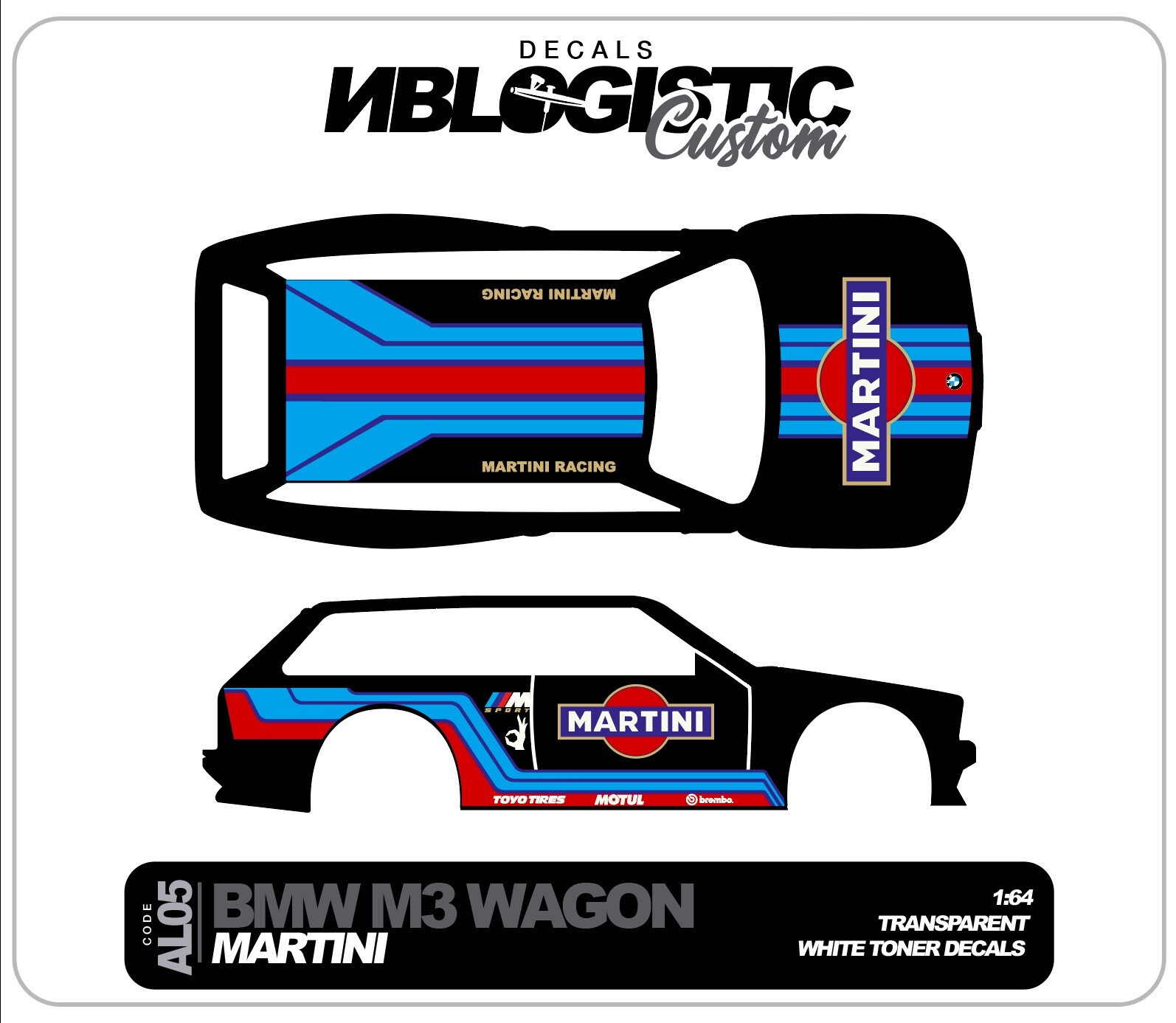 BMW M3 Wagon Custom Universal WaterSlide Decal for 1/64 Scale Hot Wheels C2
