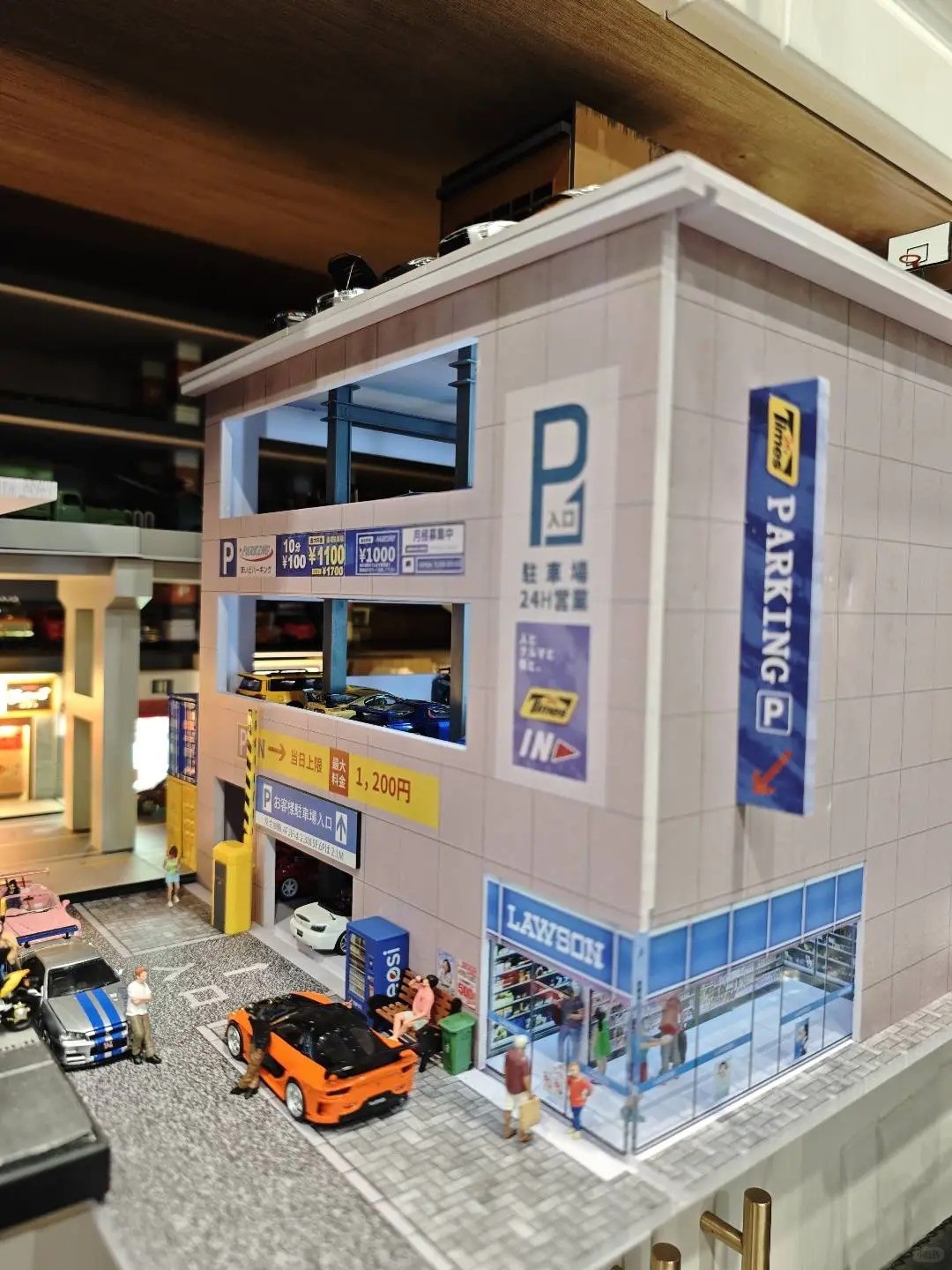 More Art Diorama 1:64 Diecast Garage Model LED Model Car Display Case Scene US