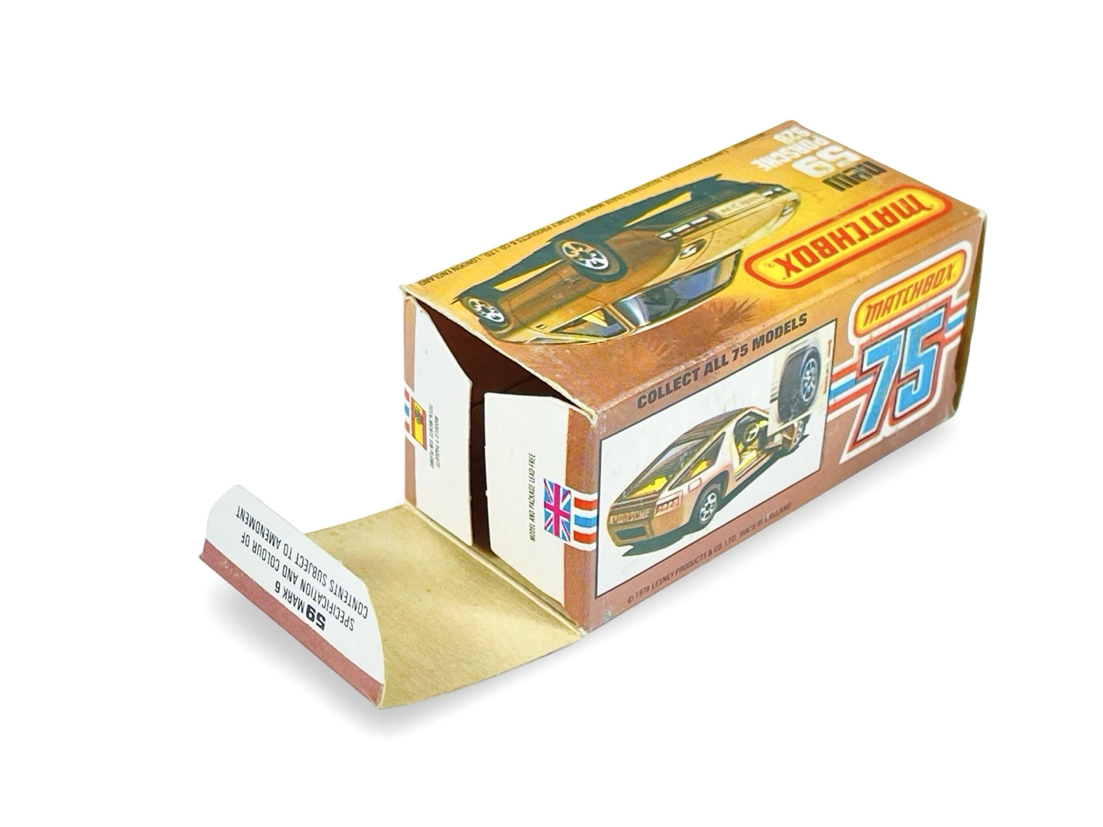 Matchbox Lesney Superfast MB59 Gold Porsche 928 w/Original L Box