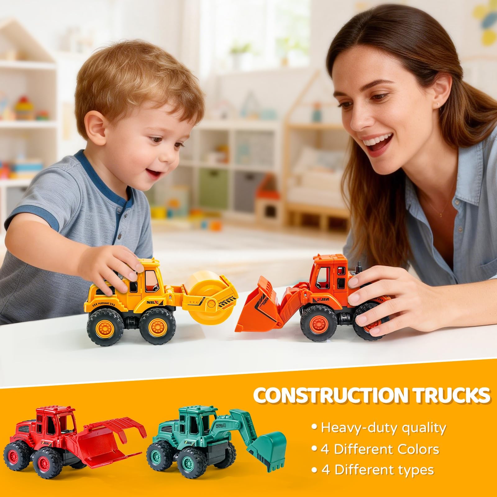 Construction Toys for 3 Years Old Boys Girls Kids, Friction Powered Construct…