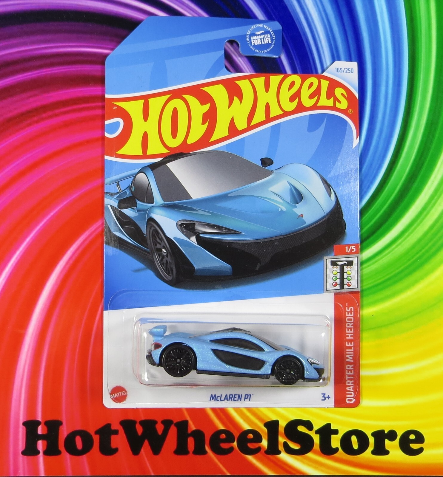 2024 Hot Wheels Blue MCLAREN P1 Qtr Mile Heroes Card #165 HW8-101824