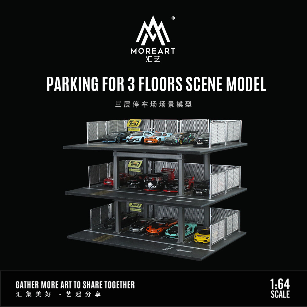 1/64 Diorama Car Garage Model City Street Parking Lot Scene Display Case Toy US
