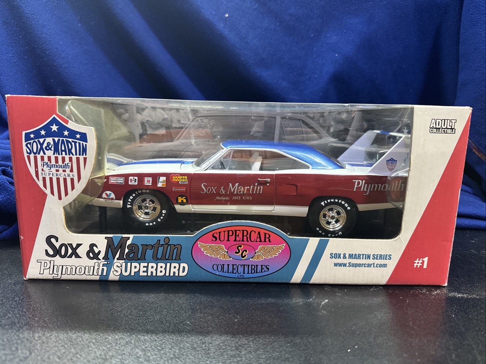 1:18 SCALE 1970 PLYMOUTH SUPERBIRD SOX & MARTIN LIMITED , ERTL SUPERCAR COLLECTA