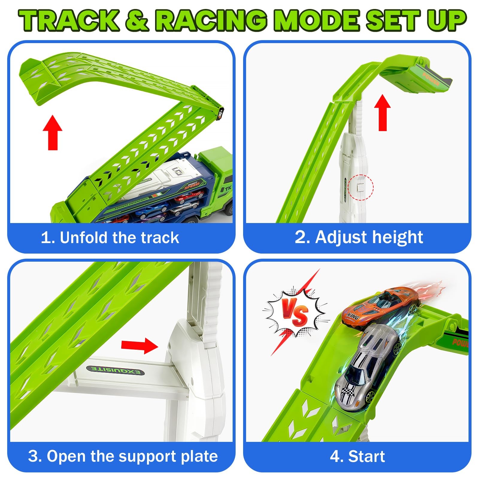 Truck Toys Car for 3 4 5 6 Years Old Boys Carrier Race Foldable 2 Layer