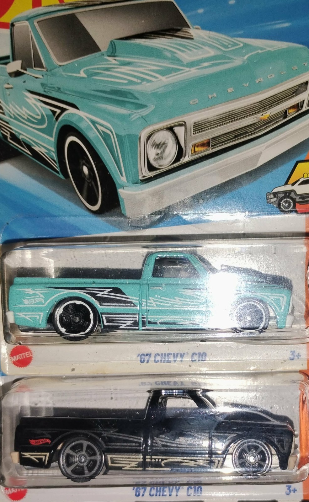 Hot Wheels ’67 Chevy C10 Lot (2 Cars) Blue & Black HW Hot Trucks 2/10 2025