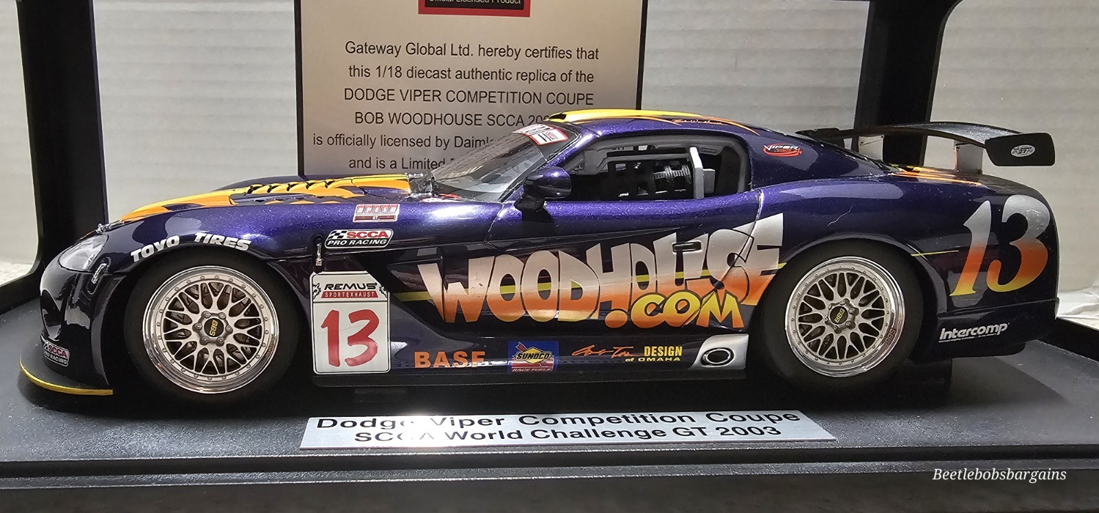 AutoArt Bob Woodhouse 1:18 Dodge Viper Comp Coupe #715/6000 With COA