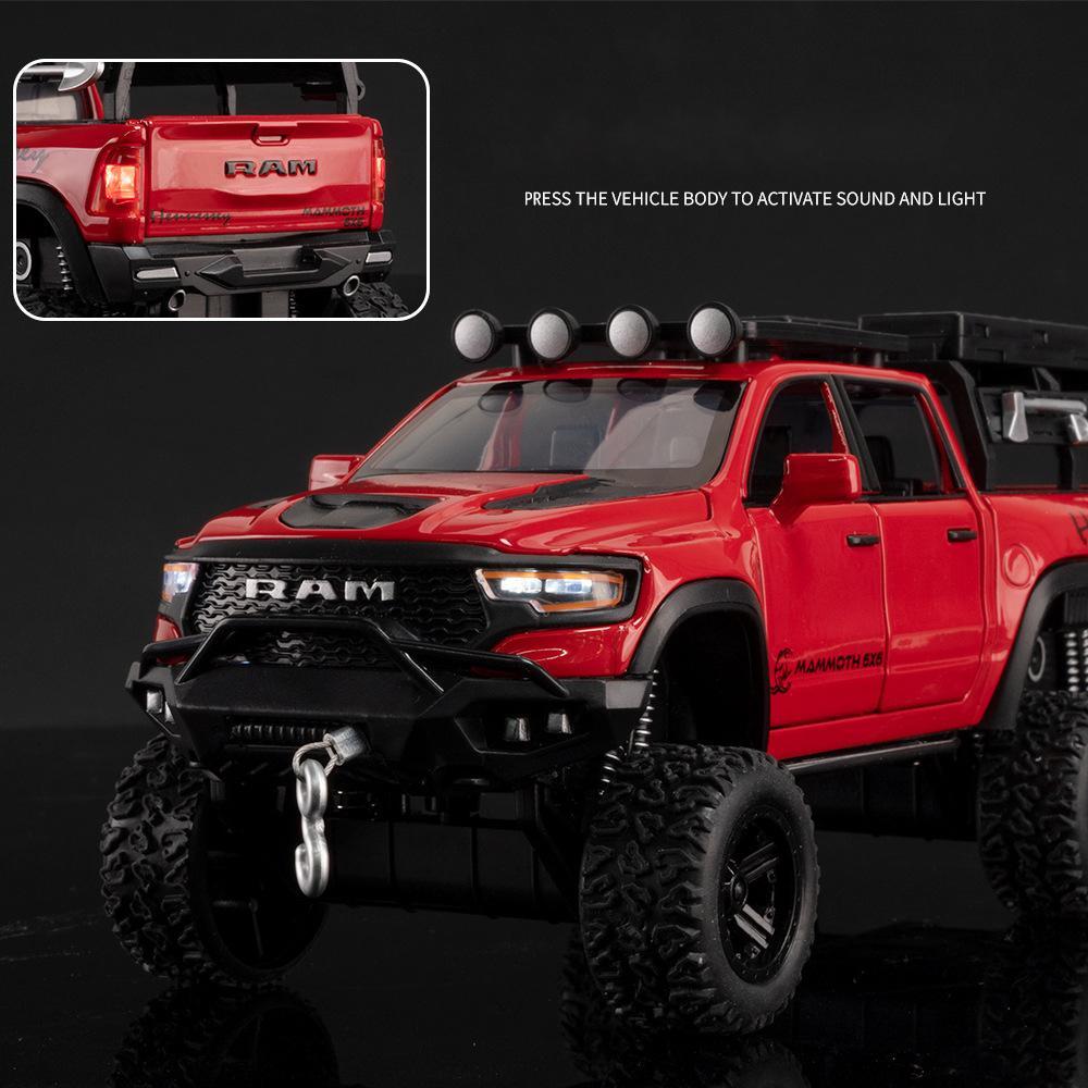 1:32 Dodge Ram 1500 Trx 6*6 Warlord Alloy Diecast Model Car with Sound & Light