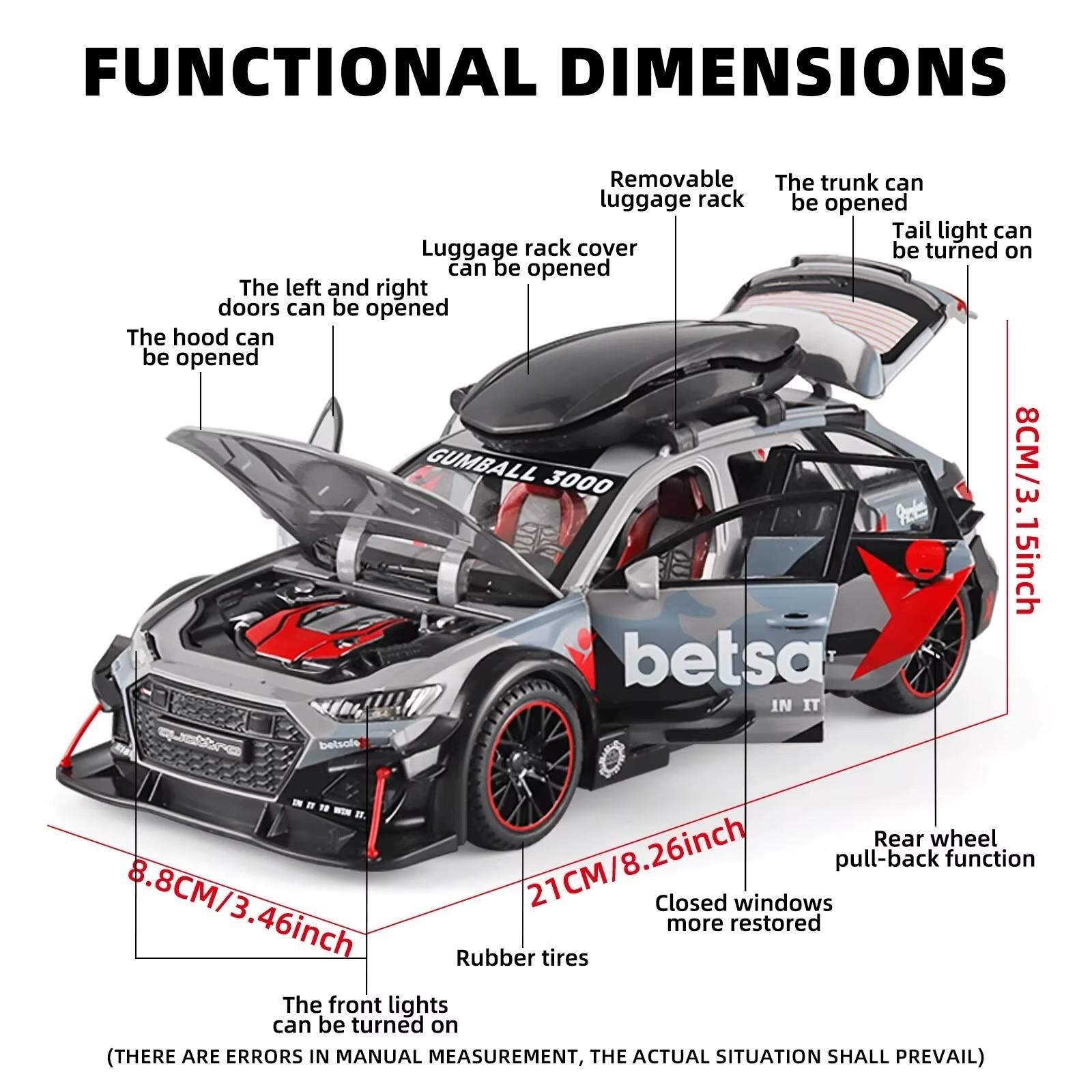 1:24 Audi RS6 Racing Car Diecast Alloy Metal Vehicle Model Collection Gift NEW