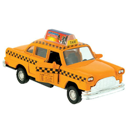 Diecast Classic City Yellow Taxi Cab with pullback action and opening doors