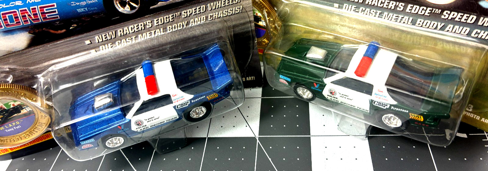 2 versions, Johnny Lightning L.A.P.D Police Limited Edition Blue and Black PP