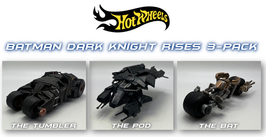 Hot Wheels Batman Dark Knight Rises 3-Pack: Batmobile/ Batplane/ Batcycle NEW