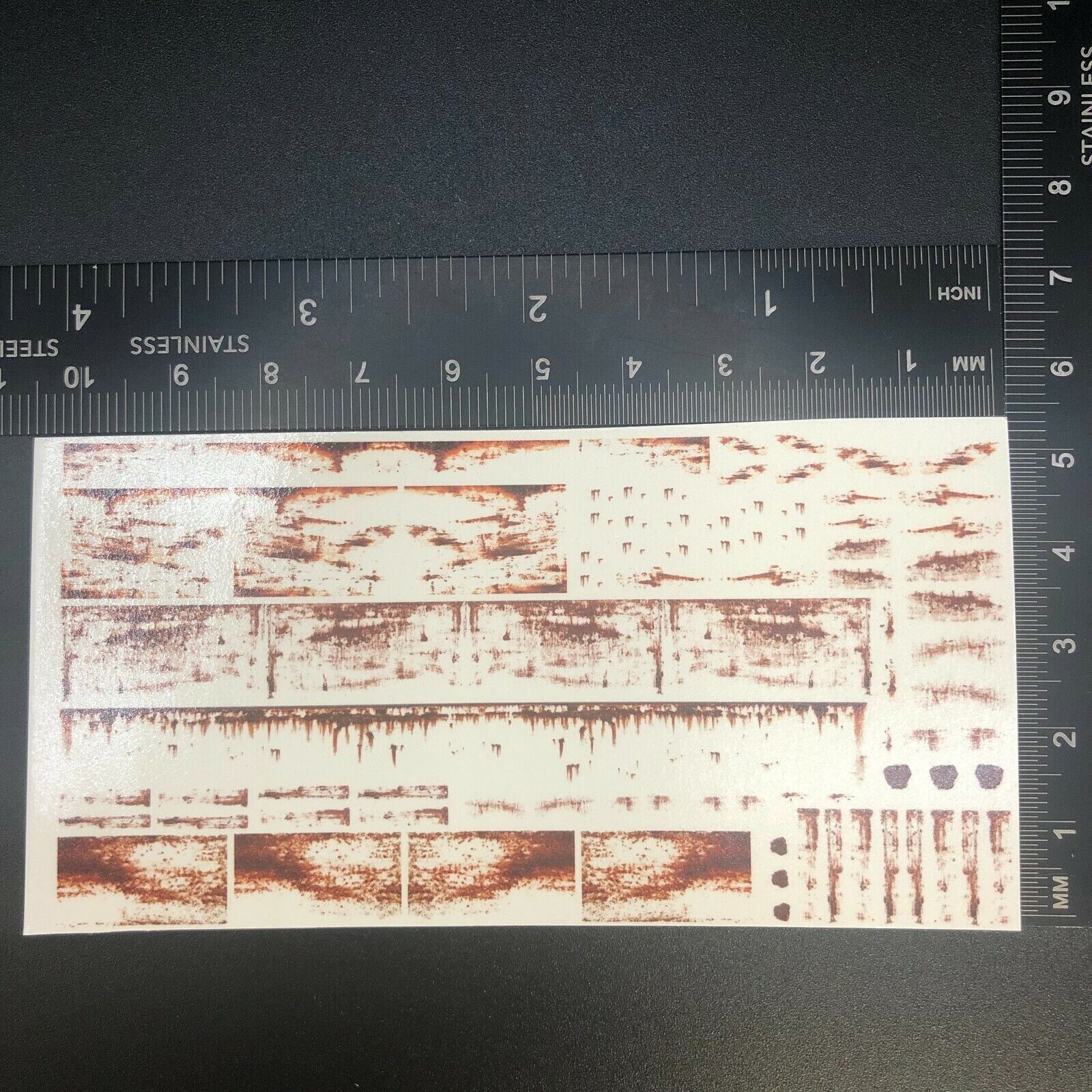 Clear 1:64 Waterslide Decal for Diecast Weathering Effect Red Rust Grunge