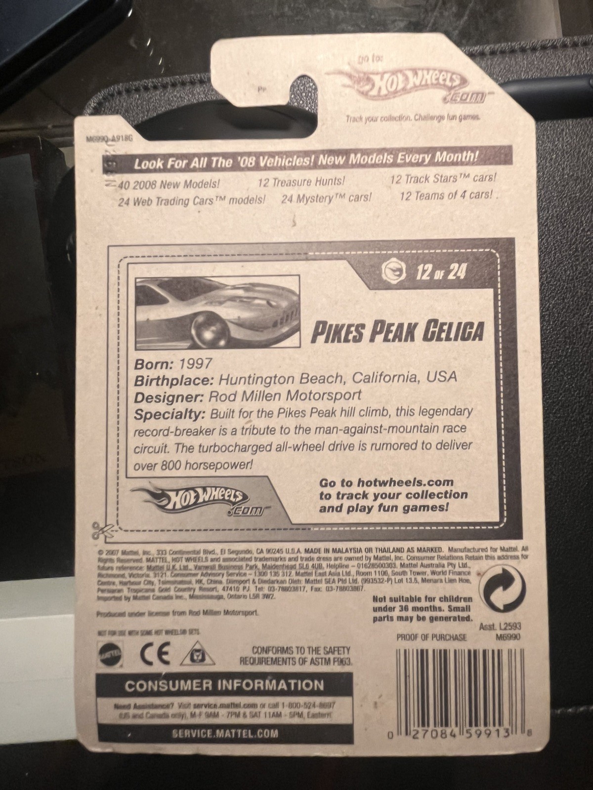 2008 Hot Wheels Pikes Peak Celica Toyota Web Trading Cards Die Cast Car Model