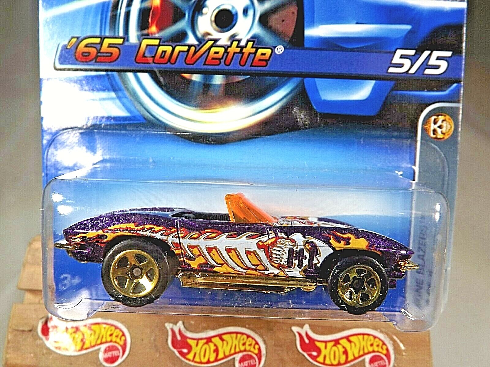 2006 Hot Wheels #85 Bone Blazers 5/5 ’65 CORVETTE Purple Variant w/Gold 5 Spokes