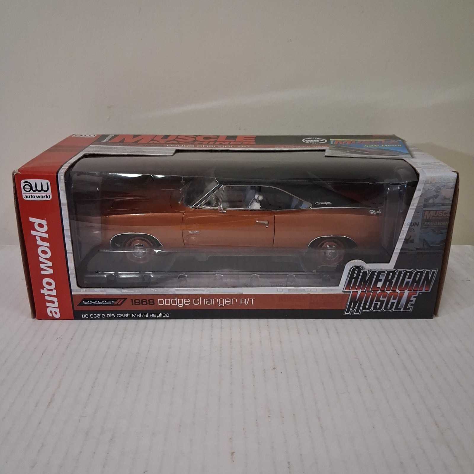 AUTO WORLD 1/18 Diecast BRONZE 1968 DODGE CHARGER R/T SPECIAL 1 OF 1002 Copper