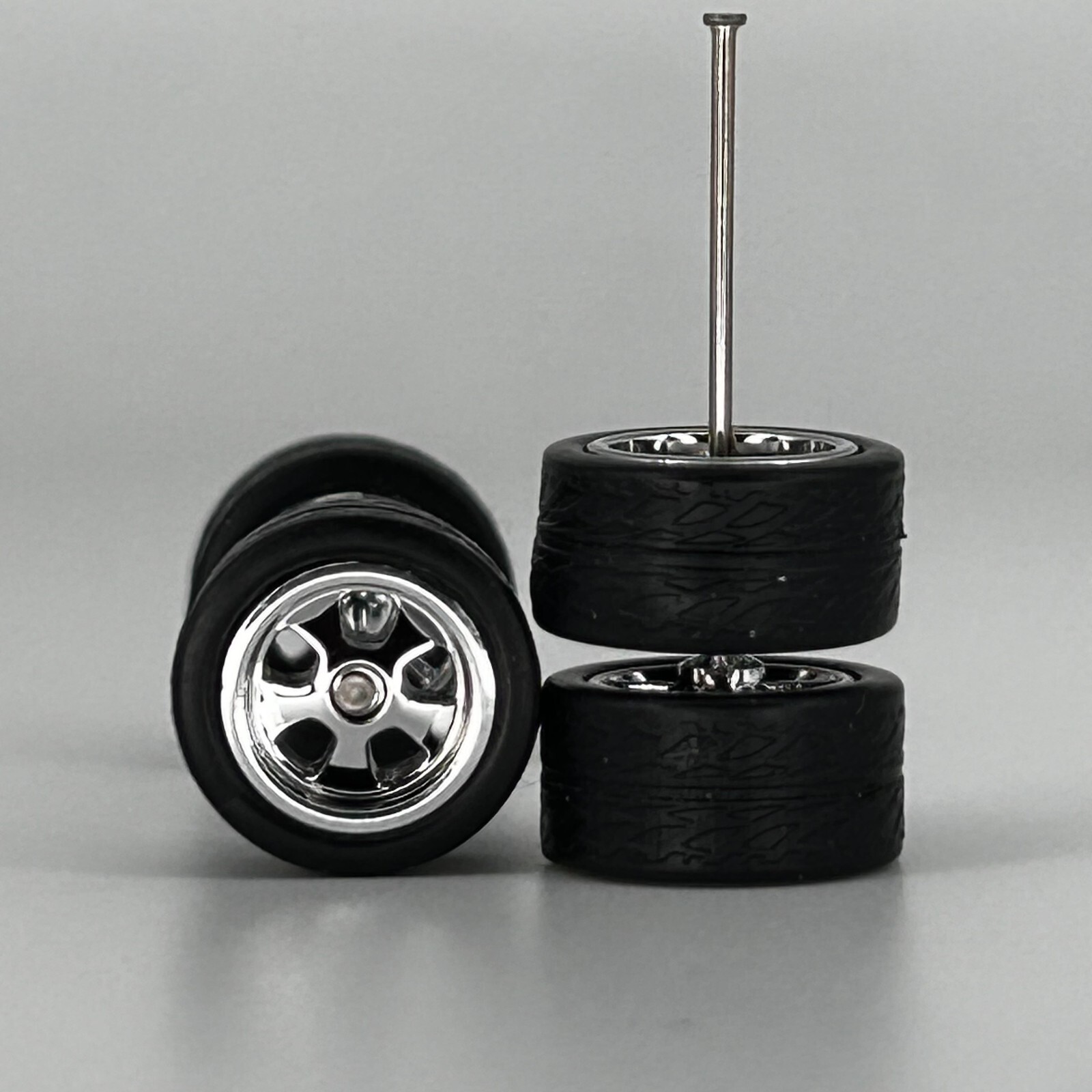 Chrome 12mm Blackwall 5 spoke flower wheels – 12/12mm for Hot Wheels